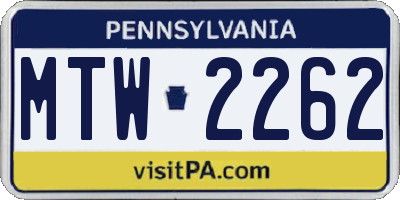 PA license plate MTW2262