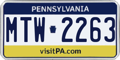 PA license plate MTW2263
