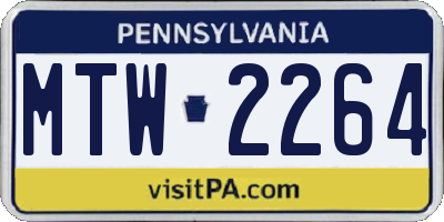 PA license plate MTW2264