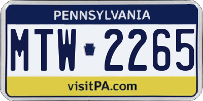 PA license plate MTW2265