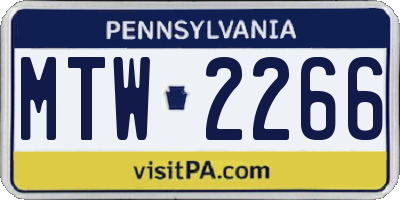 PA license plate MTW2266