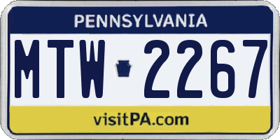 PA license plate MTW2267