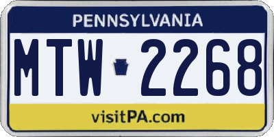 PA license plate MTW2268