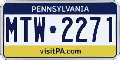 PA license plate MTW2271