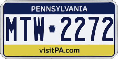 PA license plate MTW2272