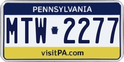 PA license plate MTW2277