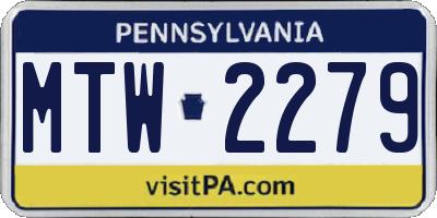 PA license plate MTW2279