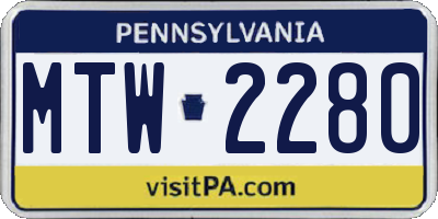 PA license plate MTW2280