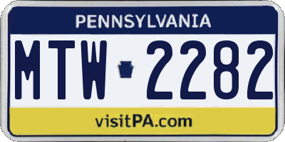 PA license plate MTW2282