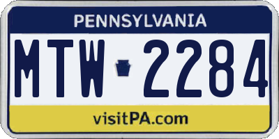 PA license plate MTW2284