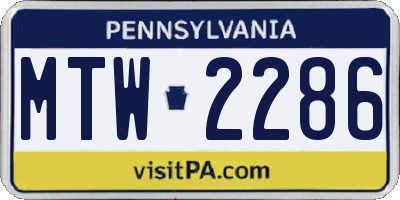 PA license plate MTW2286