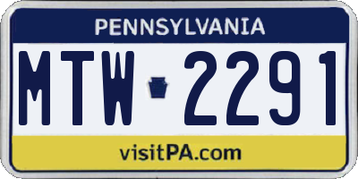PA license plate MTW2291