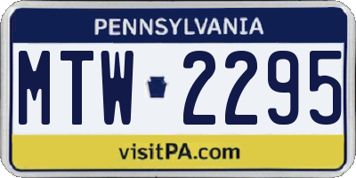 PA license plate MTW2295