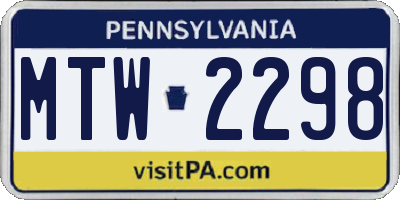 PA license plate MTW2298
