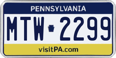 PA license plate MTW2299
