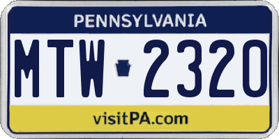 PA license plate MTW2320