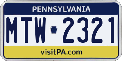 PA license plate MTW2321
