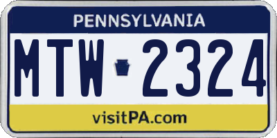 PA license plate MTW2324