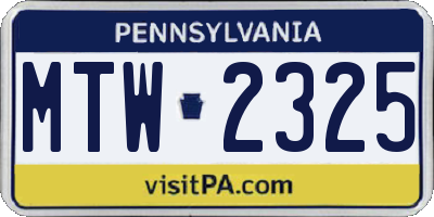 PA license plate MTW2325
