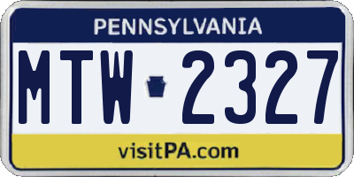 PA license plate MTW2327