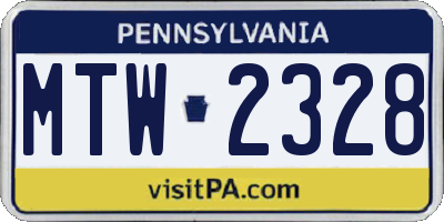 PA license plate MTW2328