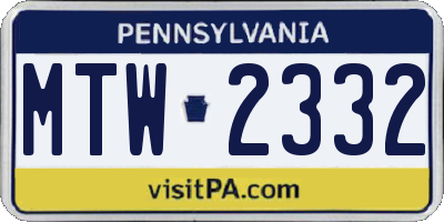PA license plate MTW2332