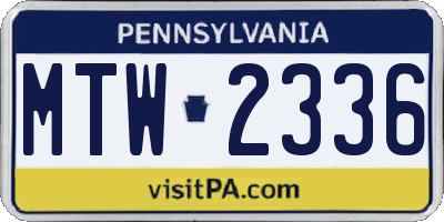 PA license plate MTW2336