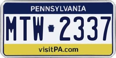 PA license plate MTW2337