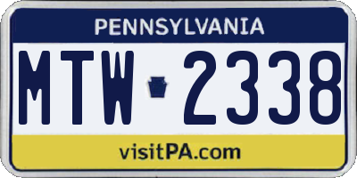 PA license plate MTW2338