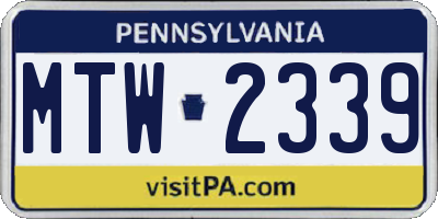 PA license plate MTW2339