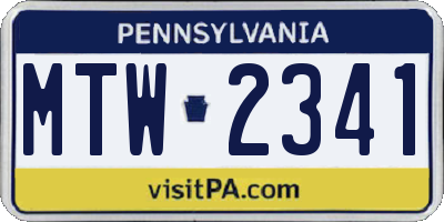 PA license plate MTW2341