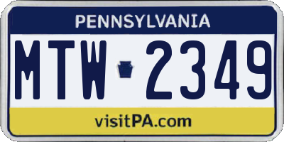 PA license plate MTW2349