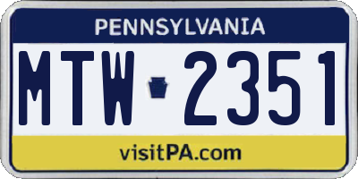 PA license plate MTW2351