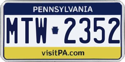 PA license plate MTW2352