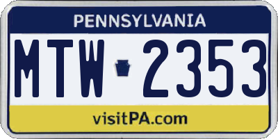 PA license plate MTW2353