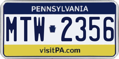 PA license plate MTW2356