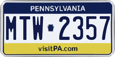 PA license plate MTW2357