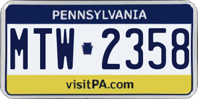 PA license plate MTW2358