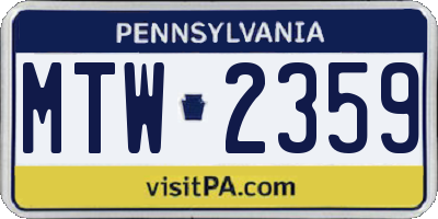 PA license plate MTW2359