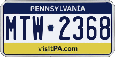 PA license plate MTW2368