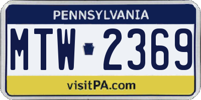 PA license plate MTW2369