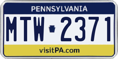 PA license plate MTW2371