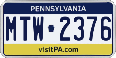 PA license plate MTW2376