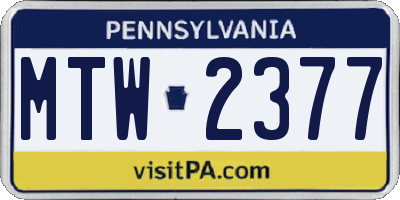 PA license plate MTW2377