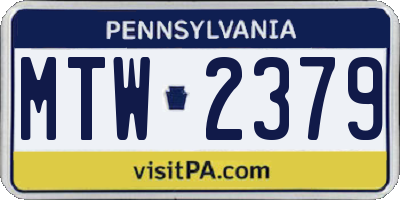 PA license plate MTW2379
