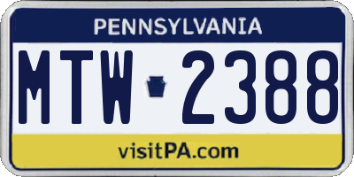 PA license plate MTW2388