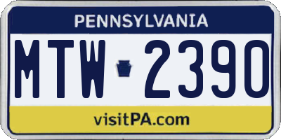 PA license plate MTW2390