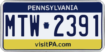 PA license plate MTW2391