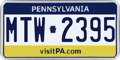 PA license plate MTW2395