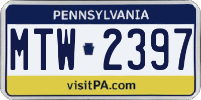 PA license plate MTW2397